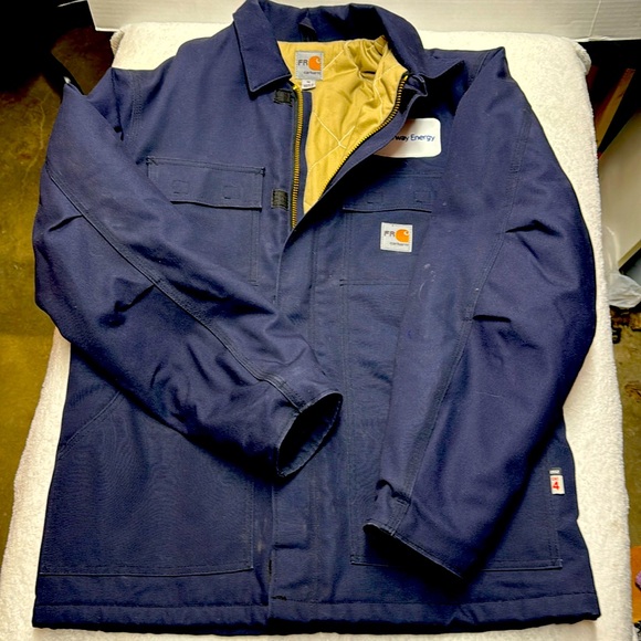 Carhartt FR Fire Flame Resistant Welding Quilted Canvas Work Jacket Men’s M BLUE - Picture 1 of 14